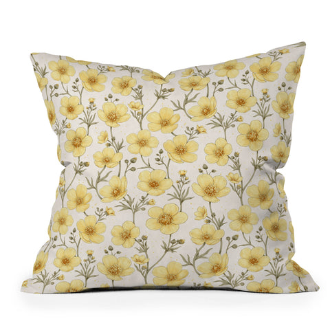 Avenie Buttercups in Watercolor Throw Pillow