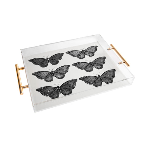 Avenie Butterfly Collection Black Acrylic Tray