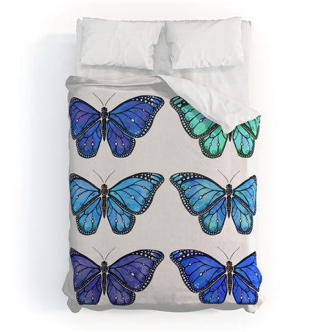 Avenie Butterfly Collection Blue Duvet Cover