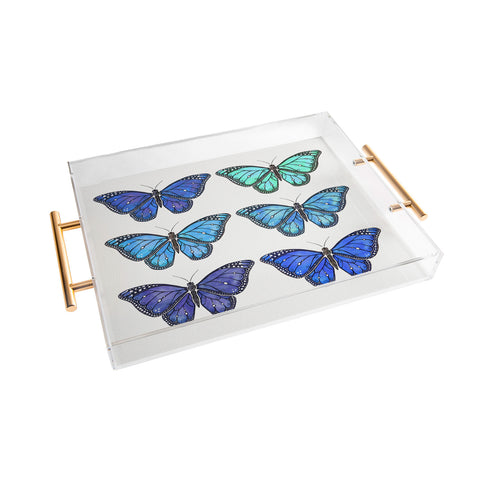 Avenie Butterfly Collection Blue Acrylic Tray