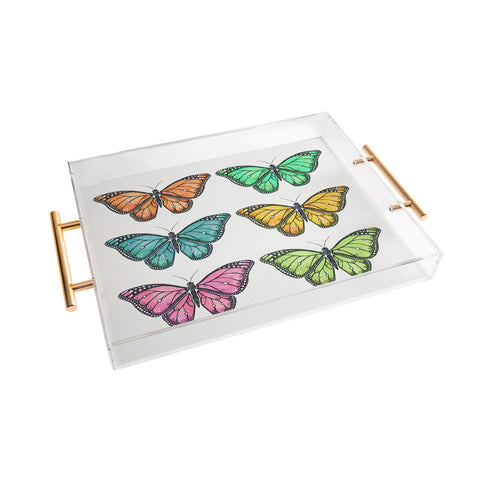 Avenie Butterfly Collection Colorful Acrylic Tray