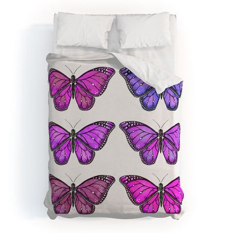 Avenie Butterfly Collection Pink and Purple Duvet Cover