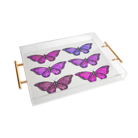 Avenie Butterfly Collection Pink and Purple Acrylic Tray