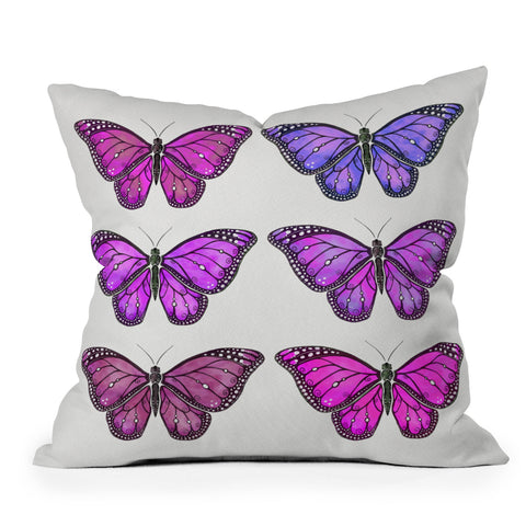 Avenie Butterfly Collection Pink and Purple Outdoor Throw Pillow