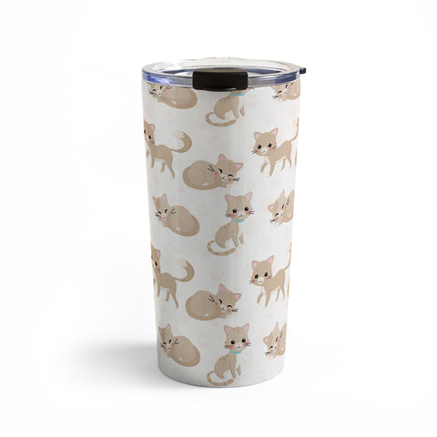 Avenie Cat Pattern Beige Travel Mug