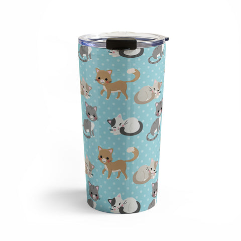 Avenie Cat Pattern Blue Travel Mug