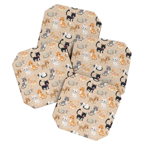Avenie Cat Pattern Coaster Set