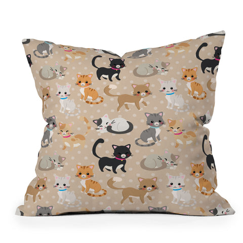 Avenie Cat Pattern Outdoor Throw Pillow
