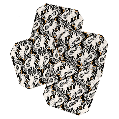 Avenie Celestial Cats Gold Coaster Set