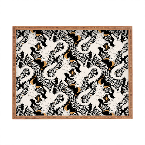 Avenie Celestial Cats Gold Rectangular Tray