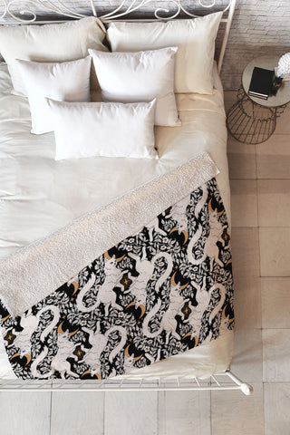 Avenie Celestial Cats Gold Fleece Throw Blanket
