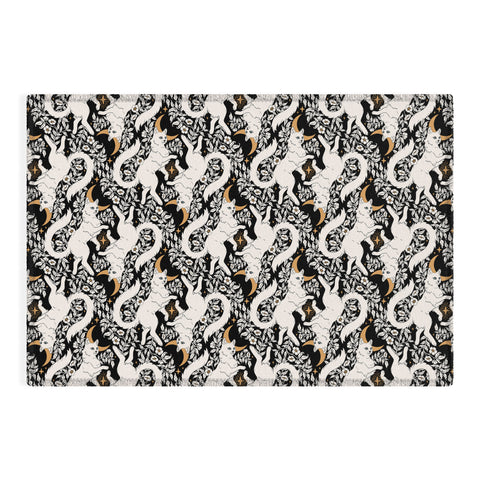 Avenie Celestial Cats Gold Outdoor Rug