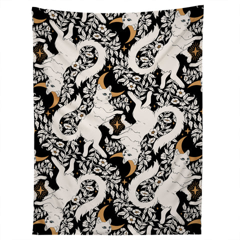 Avenie Celestial Cats Gold Tapestry