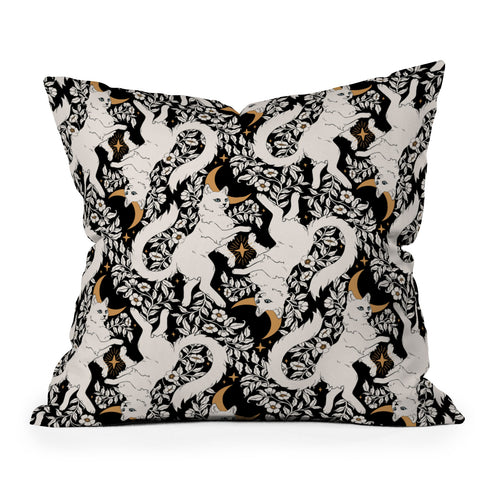 Avenie Celestial Cats Gold Throw Pillow