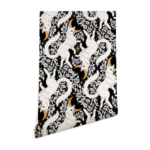 Avenie Celestial Cats Gold Wallpaper