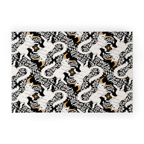 Avenie Celestial Cats Gold Welcome Mat