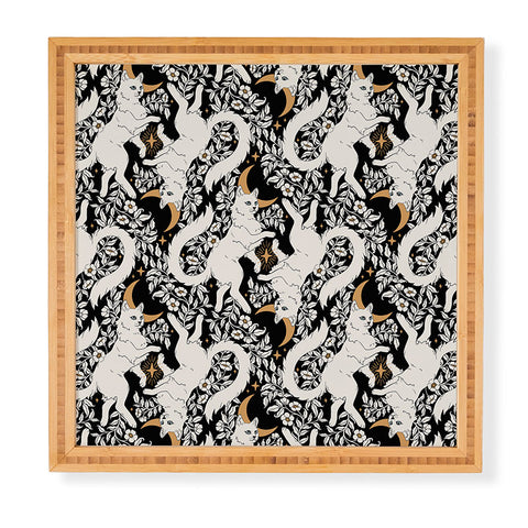 Avenie Celestial Cats Gold Framed Wall Art