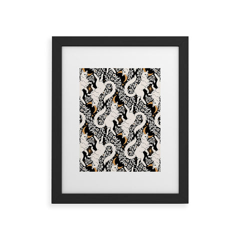 Avenie Celestial Cats Gold Framed Art Print