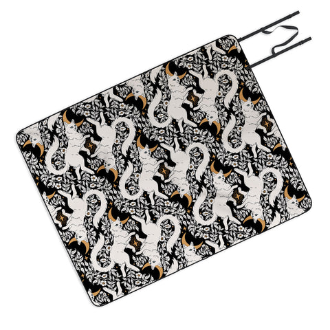 Avenie Celestial Cats Gold Picnic Blanket