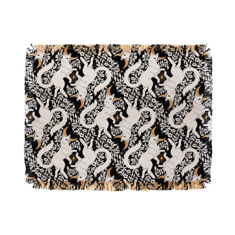 Avenie Celestial Cats Gold Throw Blanket