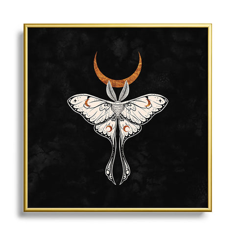 Avenie Celestial Luna Moth Square Metal Framed Art Print