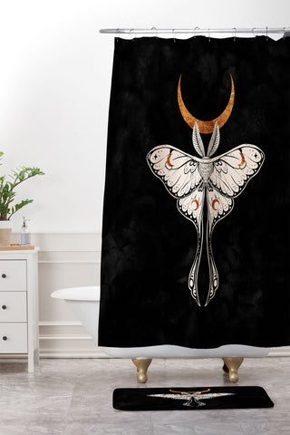 Avenie Celestial Luna Moth Shower Curtain And Mat
