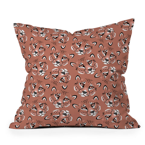 Avenie Cheetah Winter Collection V Outdoor Throw Pillow