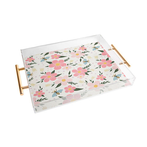 Avenie Cherry Blossom Spring Garden Acrylic Tray