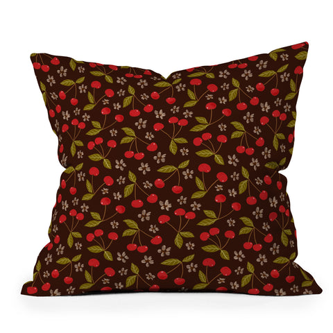 Avenie Cherry Pattern Outdoor Throw Pillow