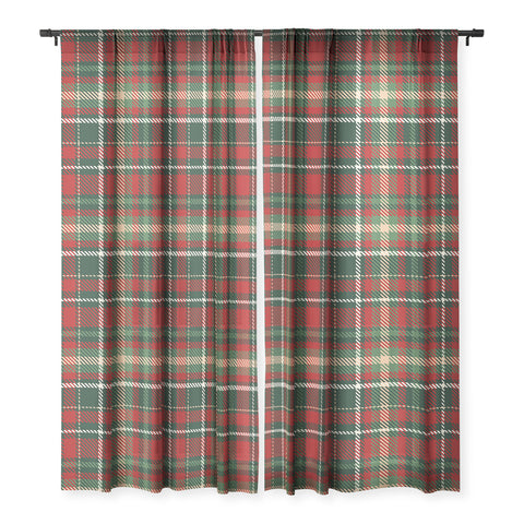 Avenie Christmas Plaid I Sheer Window Curtain