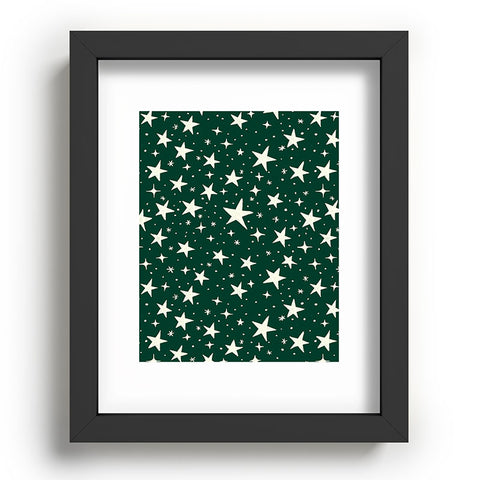 Avenie Christmas Stars In Green Recessed Framing Rectangle