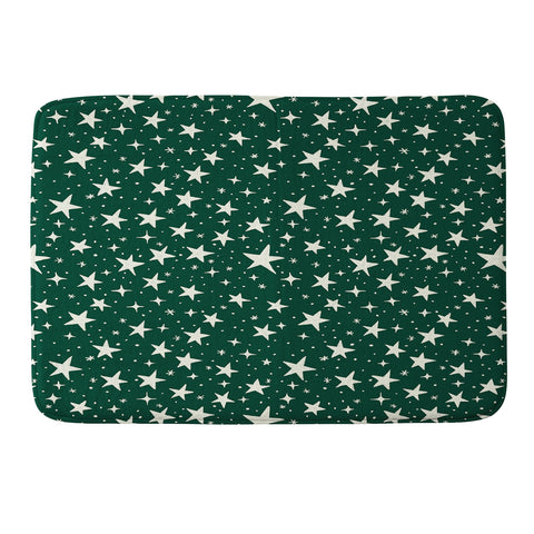 Avenie Christmas Stars In Green Memory Foam Bath Mat