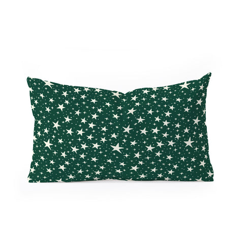 Avenie Christmas Stars In Green Oblong Throw Pillow
