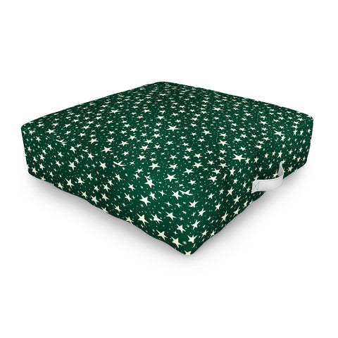 Avenie Christmas Stars In Green Outdoor Floor Cushion