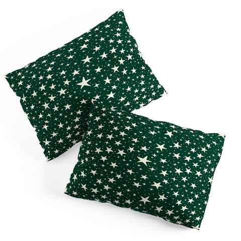 Avenie Christmas Stars In Green Pillow Shams