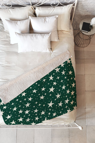 Avenie Christmas Stars In Green Fleece Throw Blanket