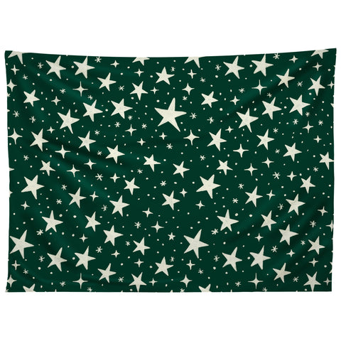 Avenie Christmas Stars In Green Tapestry