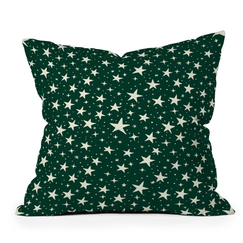 Avenie Christmas Stars In Green Outdoor Throw Pillow