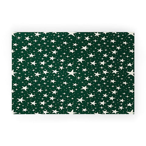 Avenie Christmas Stars In Green Welcome Mat