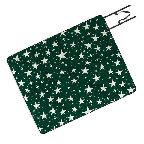 Avenie Christmas Stars In Green Picnic Blanket