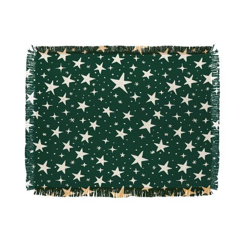 Avenie Christmas Stars In Green Throw Blanket