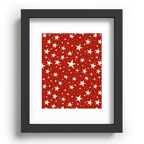 Avenie Christmas Stars in Red Recessed Framing Rectangle
