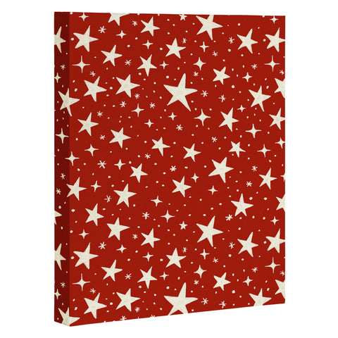 Avenie Christmas Stars in Red Art Canvas