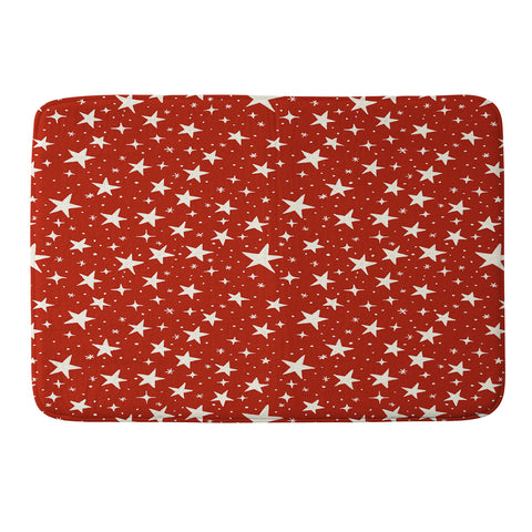 Avenie Christmas Stars in Red Memory Foam Bath Mat