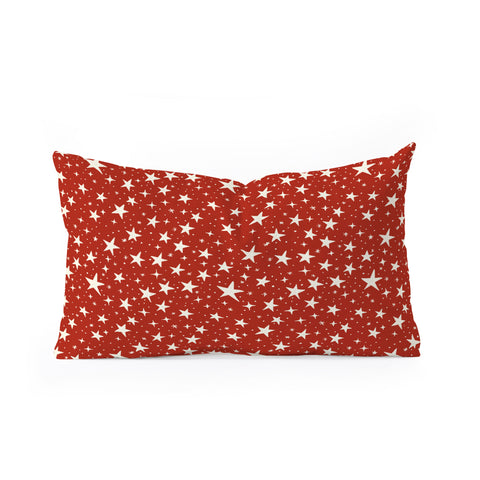 Avenie Christmas Stars in Red Oblong Throw Pillow