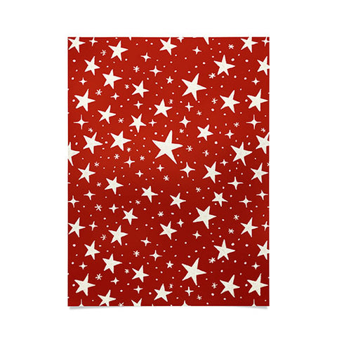 Avenie Christmas Stars in Red Poster