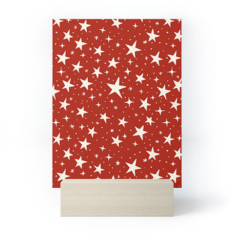 Avenie Christmas Stars in Red Mini Art Print