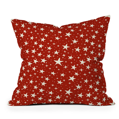 Avenie Christmas Stars in Red Throw Pillow