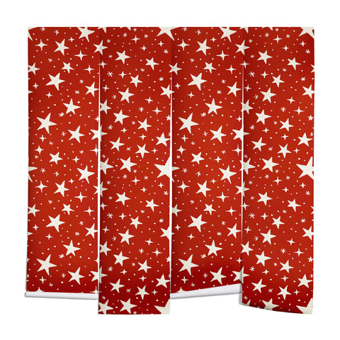 Avenie Christmas Stars in Red Wall Mural