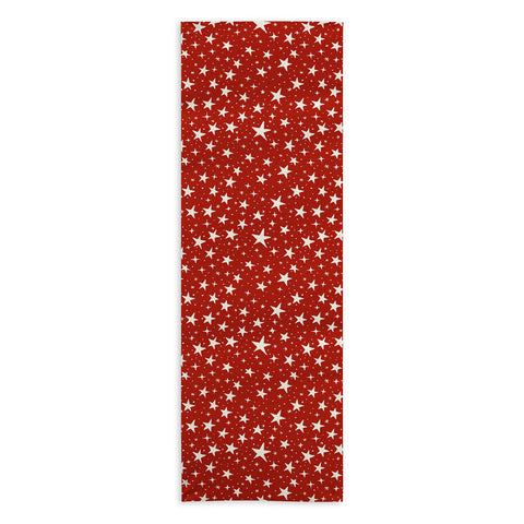 Avenie Christmas Stars in Red Yoga Towel